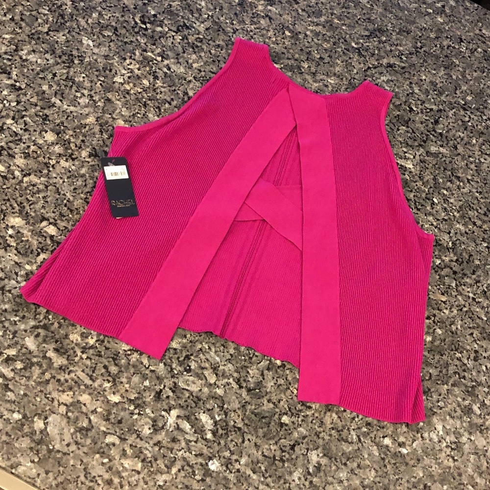 NWT new  Rachel Roy Split-Back Sweater  - Fuchsia - Sz XXL